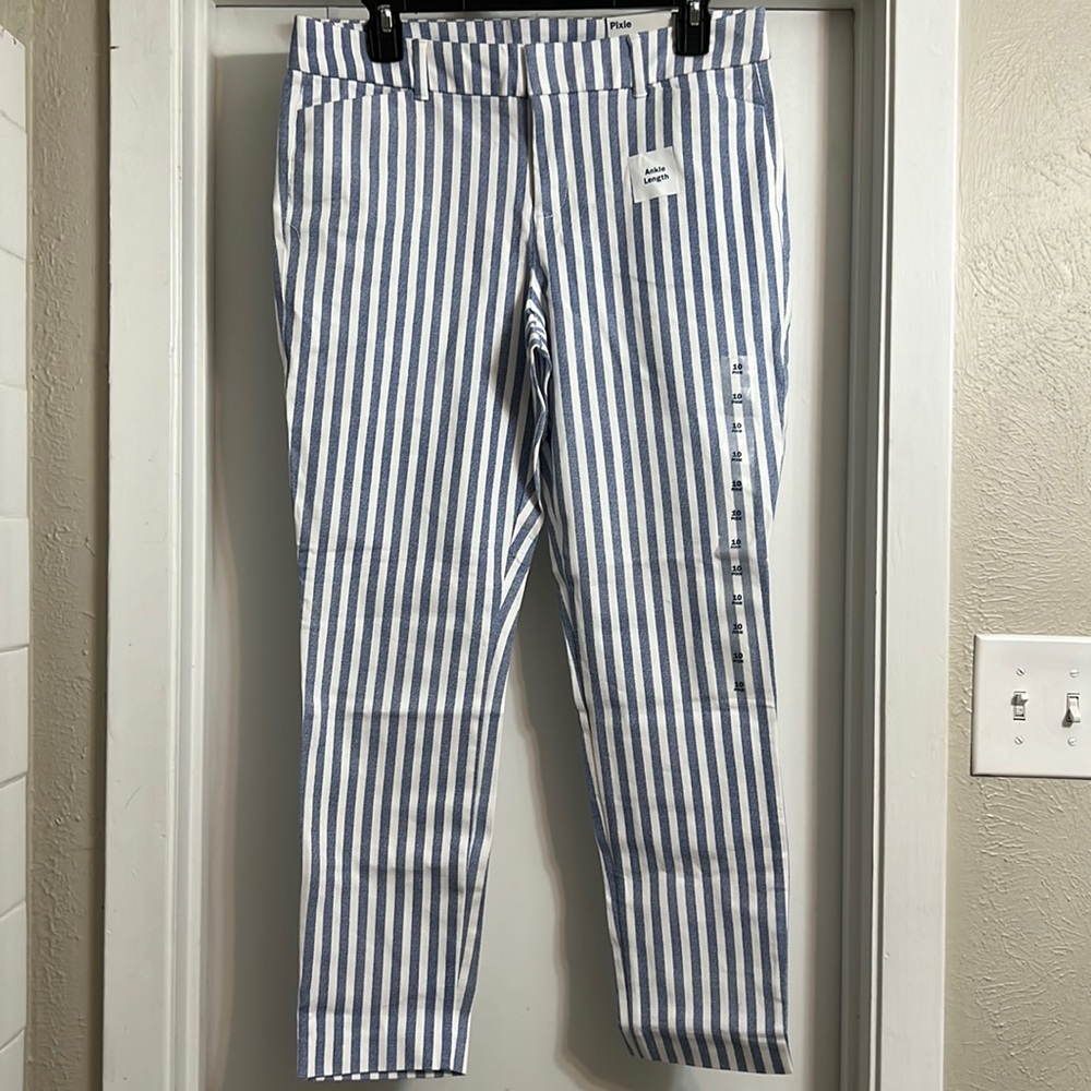 Old Navy Pixie Blue & White Vertical Stripe Pants